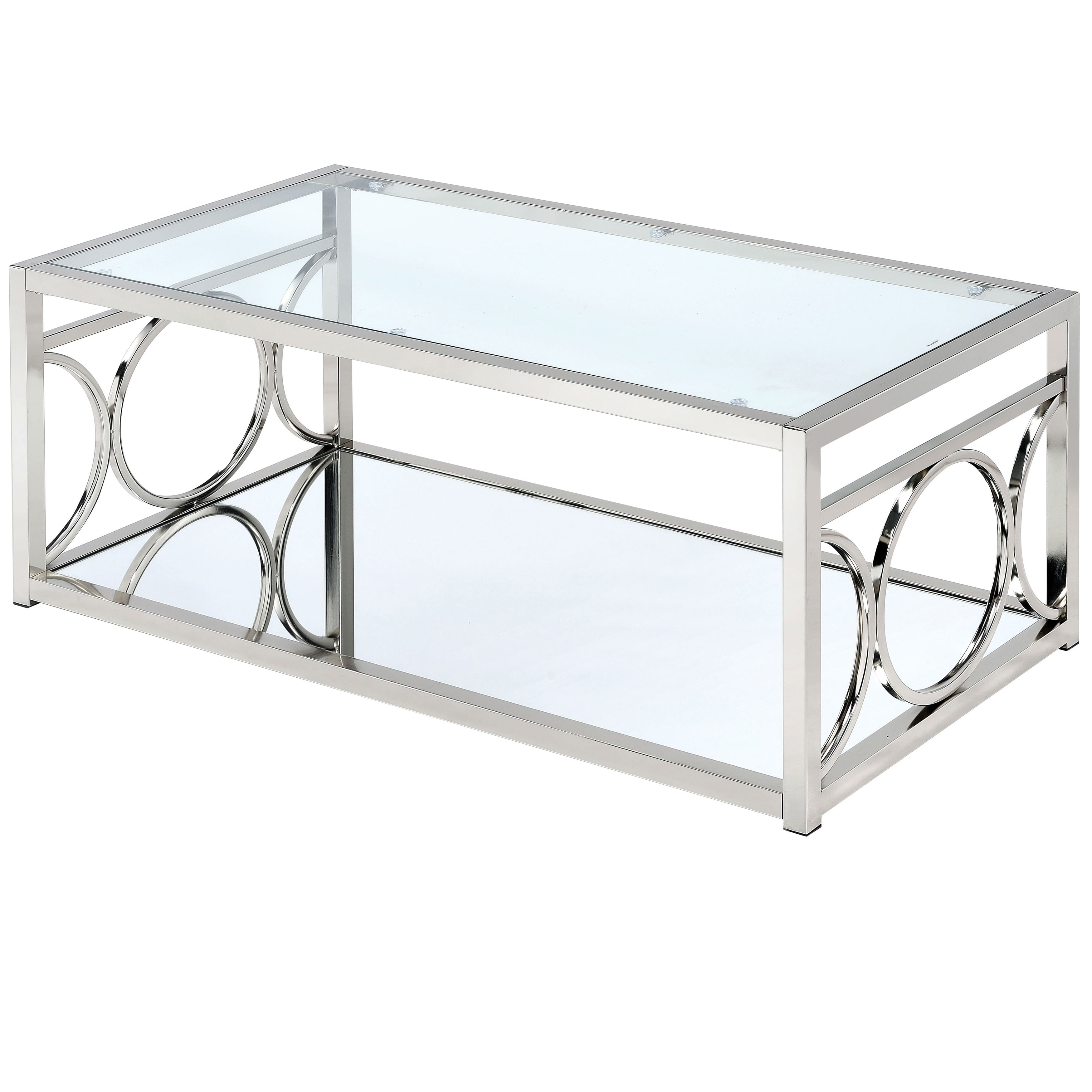 Furniture of America Mishie Contemporary Glass Top Coffee Table Chrome