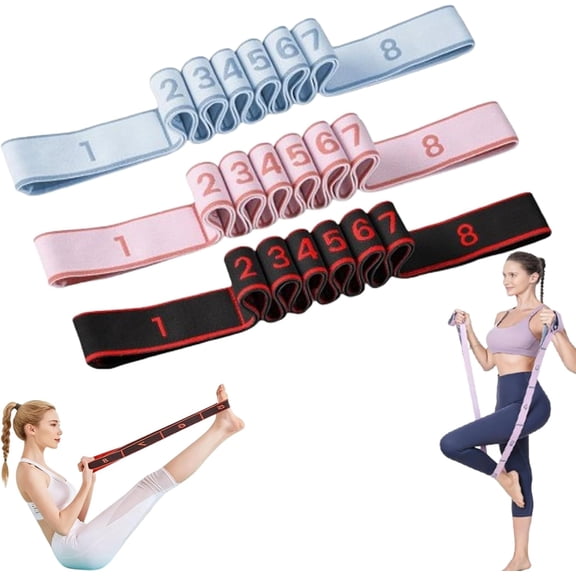 Fitness Resistance Band for Stretching and Yoga, 8/10/12-Section Numbered Resistance Band, Full Body Stretching Shaping, for Physical Dance Pilates