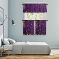 thumbnail image 5 of Purple Starry Sky Star Kitchen Curtains Sets for Windows 36 Inch Length, Vintage Stars Yellow Rod Pocket Window Treatments Tier Curtains and Valances Set for Bedroom/Bathroom, 5 of 8