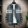 thumbnail image 1 of Azrian Deals Men's Sweater Coat Plus Velvet Loose Knit Sweater Printed Cardigan Casual, 1 of 6