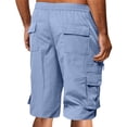 thumbnail image 7 of Resicozy Mens Cargo Shorts Lightweight Elastic Waist Knee Length Bermuda Shorts with Pockets Summer Short Cargo Pants Light Blue 2XL, 7 of 7