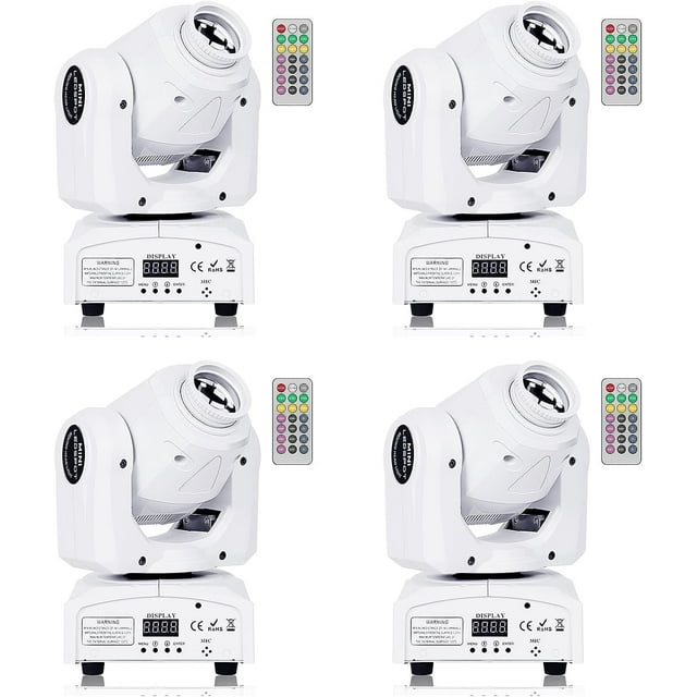 Moving Head Lights 8 GOBO 8 Pattern Spotlight DMX 512 Controlled for KTV Club Party Wedding 4 Pack