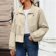 thumbnail image 5 of Sevevn Women Casual Cropped Jacket Lightweight Zip Up Pleated Bomber Safari Short Jackets Pocketed Fall Utility Anorak Coat, 5 of 7