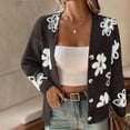 thumbnail image 5 of Fewfanhot Women's Clothing Floral Print Button Down Cardigan V Neck Drop Shoulder Knit Outerwear, 5 of 9