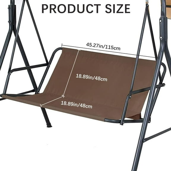 Replacement Swing Seat Cover 600D Thickened Bench Waterproof Porch Patio Swing Cushion Cover Replacements for Outdoor Garden Yard Swings Brown 45x18.9x18.9in