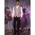 thumbnail image 3 of Unique Bargains Men's Sequin Waistcoat Sleeveless Dress Suit Vest with Bow Tie M Pink, 3 of 6