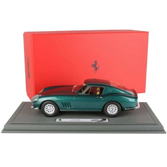 Ferrari 275 GTB Dark Green Metallic "Paris Auto Show" (1964) with DISPLAY CASE Limited Edition to 200 pcs 1/18 Model Car by BBR