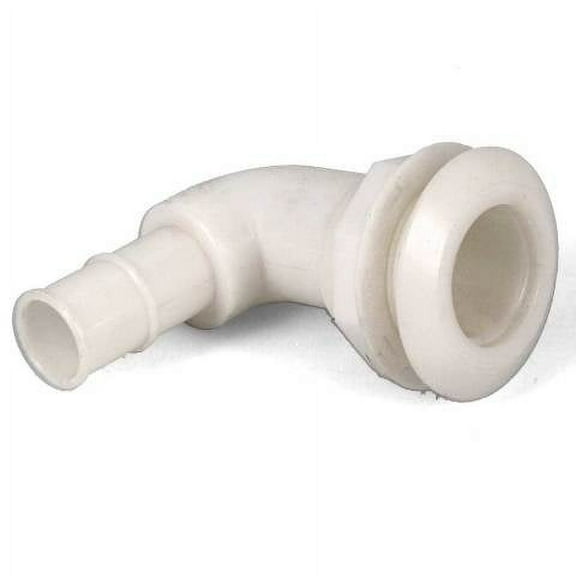 Rinker Boat Thru Hull Fitting | 90 Degree 1 1/8 Inch White Plastic