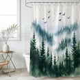thumbnail image 6 of Ink Green Forest Shower Curtain Set - Extra Long 72" x 96" Washable Bathtub Curtain with 12 Hooks, Watercolor Modern Mountain Waterproof Fabric Stall Shower Curtains for Bathroom/Bathtub Décor, 6 of 6