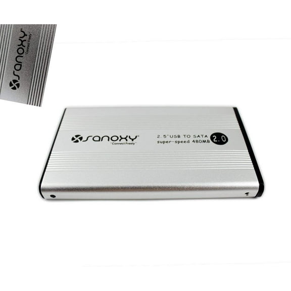 SANOXY USB 2.0 External 2.5-Inch HDD Enclosure Case for PC, Mac (SATA SILVER)