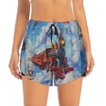 thumbnail image 2 of Hirioo Cartoon Train Hot Air Balloon for Women's Double Layer Athletic Shorts High-Performance Gym Shorts with Inner Pocket, Elastic Waistband-Small, 2 of 7