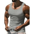 thumbnail image 1 of Innerwin Muscle Shirts Scoop Neck Mens Summer Tops Sport Solid Color Lightweight Tank Gray L, 1 of 3