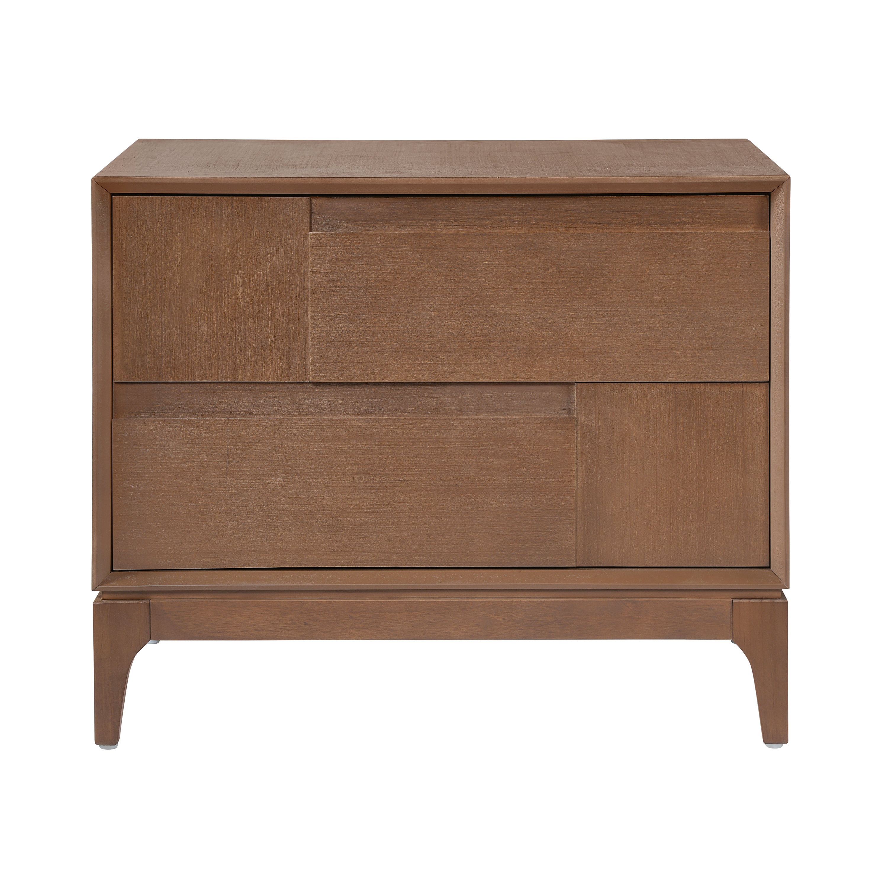 Euroco Mid-Century Modern Nightstand with 2 Storage Drawers, 24" Wide End Table with Tapered Legs,Wood Bedside Table for Bedroom,Living Room,Brown
