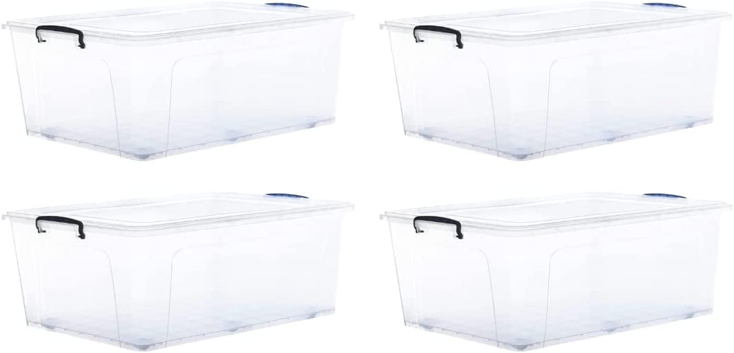 Superio Clear Storage Boxes with Wheels (2 Pack), Heavy Duty Containers  with Lids, Stackable Rolling Bins for Home, Garage, Closet Organization (44