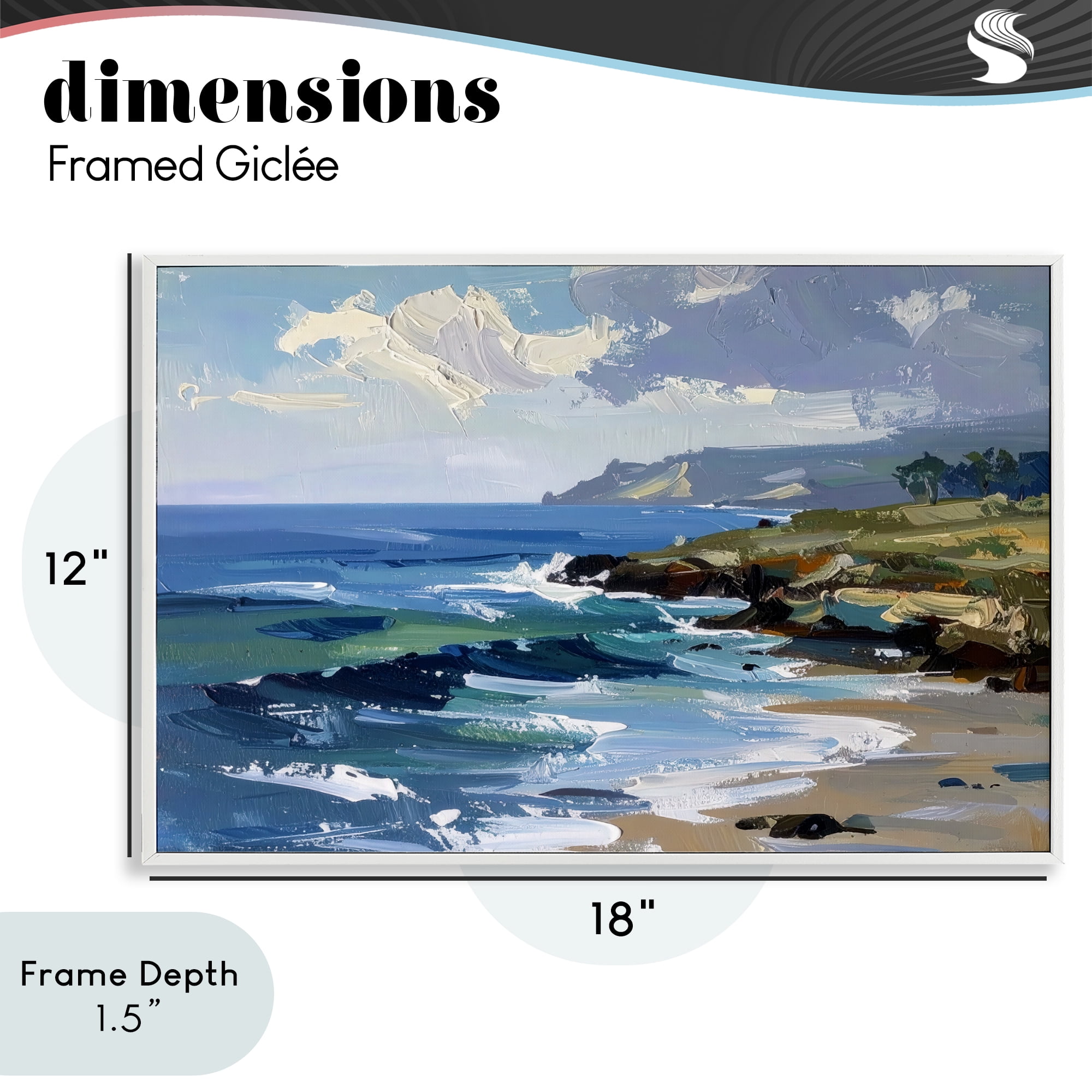 Stupell Industries Sky To Sea Impression White Framed Giclee Art, design by Alonza Saunders