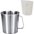 thumbnail image 1 of Taza medidora de acero inoxidable con juego de tazas medidoras de silicona, jarra de acero inoxidable con marcado con mango, 1 of 4