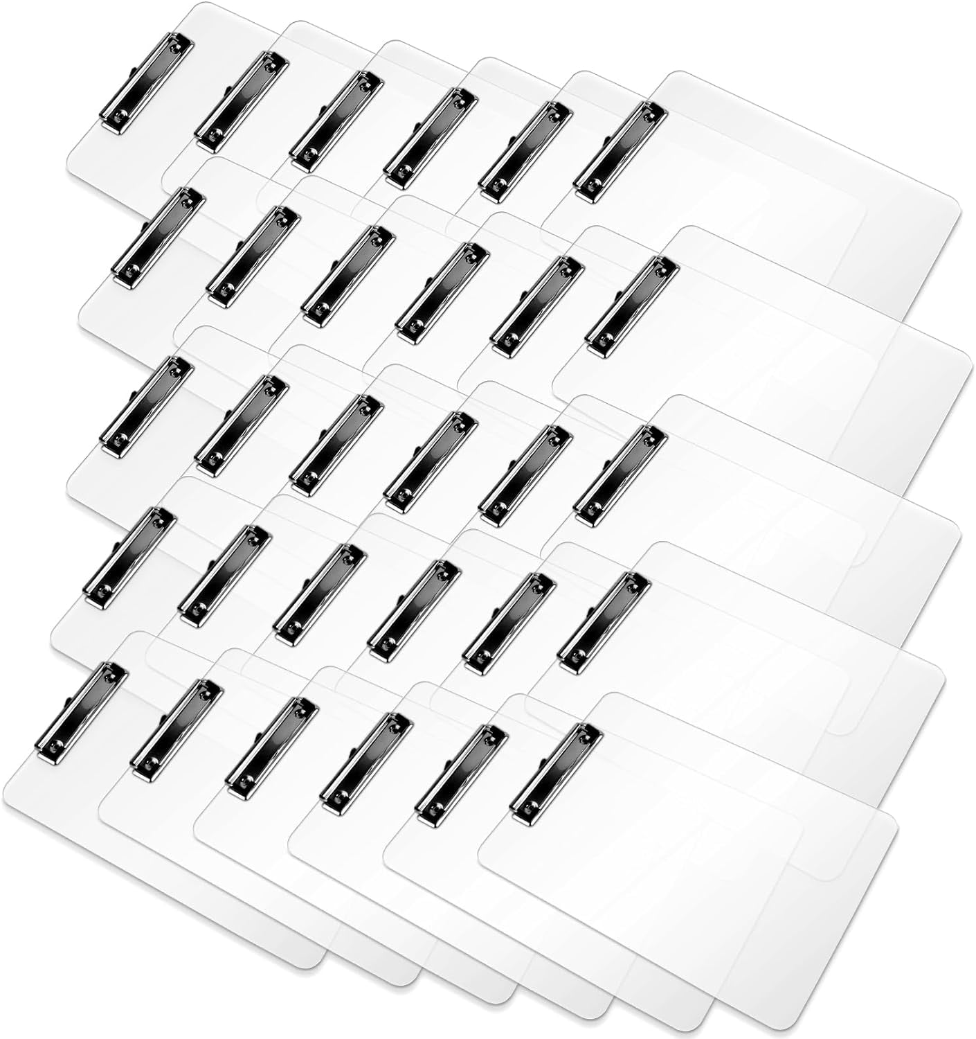 Plastic Clipboards Set of 30, A4 Acrylic Clear Board 8.5x11 for Classroom, Students, Transparent Letter Size 9" x 12.5" with Low Profile Clip, Office & School Supply