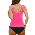 thumbnail image 5 of AHTJRT Two Pieces Tankini Swimsuit for Women Tummy Control Bathing Suit Scoop Neck Sporty Tank Tops and Thong Summer Beach Swimwear Hot Pink XL, 5 of 7