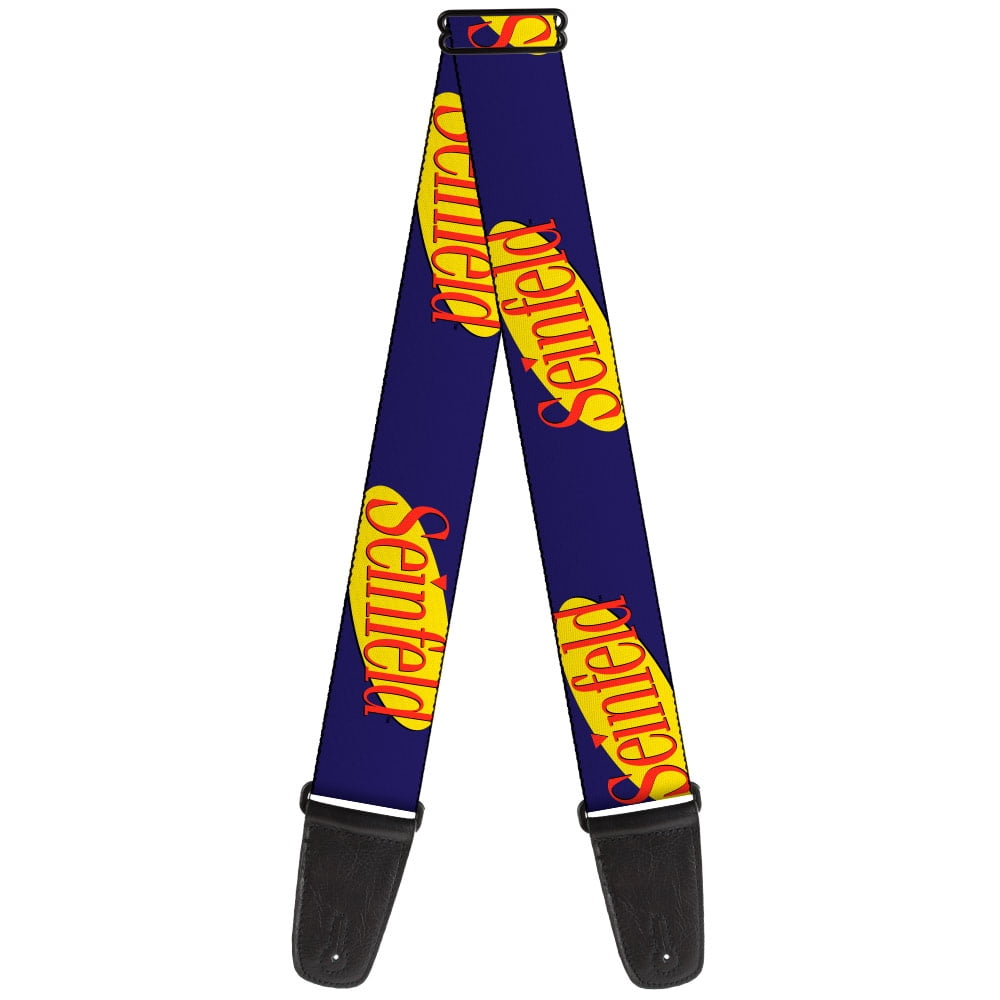 Seinfeld Guitar Strap, Seinfeld Spotlight Logo Navy Yellow Red, 2 Inches Wide