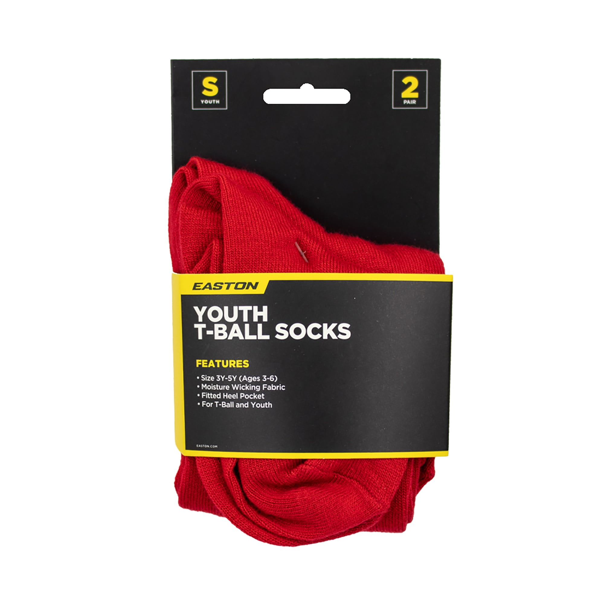 Easton Youth Baseball Socks, 2 Pair (T-Ball/Red)