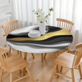 thumbnail image 3 of Black Marble Gold Wave Pattern Round Fitted Tablecloth with Elastic Edge,Dining Table Cover Waterproof,Outdoor Round Tablecloth for Camping,Dining,Indoor and Outdoor, 3 of 7