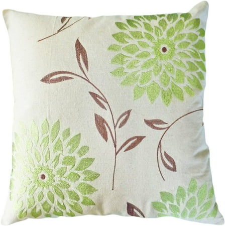 Dolphin Cover - Blue Dolphin Decorative Chrysanthemum Flower Embroidery Floral Throw Pillow Cover 18