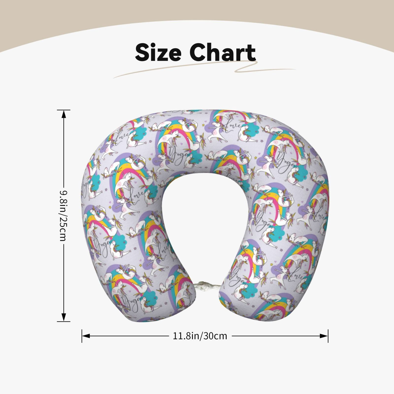 Xecao Unicorn DoingYoga Print Memory Foam Cervical Neck Pillow Versatile U-Shaped Pillows for Home,Office,Camping,Travelling,Soft Washable Cover