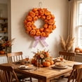 thumbnail image 7 of Cadancy Artificial Pumpkin Wreath Fall Harvest Front Door Hanging Bow Knot Thanksgiving Halloween Seasonal Home Decoration Outdoor Indoor Autumn Farmhouse Porch Wall Decor, 7 of 7