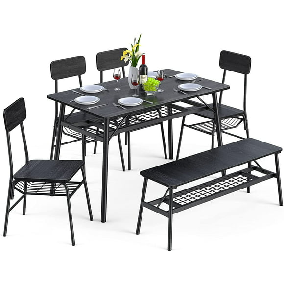 Black Dining Sets Com, Black Dining Table Set With Bench