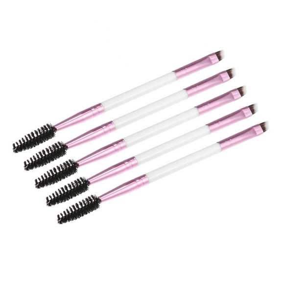 Vocoste 5pcs Soft Double Sided Eyebrow Brush Angled Eye Brow Brush Eyelash Extension Brush Pink White