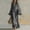 Gray, variant on Women's Crew Neck Bell Sleeve Maxi Dress, Solid Loose Straight Mid Waist Floor-Length Casual Vacation Dress Khaki XL(XL)