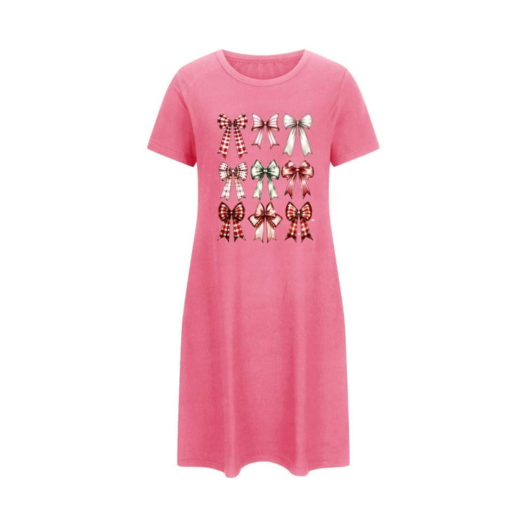 little pink night dress Little Girl Pink Baseball Nightdress - Pima Cotton