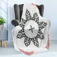 thumbnail image 4 of Tribal Soft Flannel Fleece Throw Blanket, Style Tattoo Circular Vector Art Leaves Like Frame Modern Print, Cozy Plush for Indoor and Outdoor Use, 60" x 80", Black White and Ruby, by Ambesonne, 4 of 5