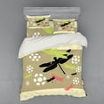 thumbnail image 2 of Dragonfly Duvet Cover Set, Floral Pattern with Abstract Daisies Nature Wildlife Inspired Colorful Print, Bedding Set with Shams and Fitted Sheet, 3 Sizes, by Ambesonne, 2 of 3