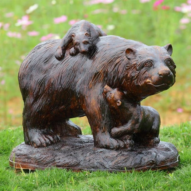 Aluminum Brown Bears Playtime Garden Statue Outdoor DÃ©cor