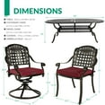 thumbnail image 2 of VIVIJASON 9-Piece Patio Furniture Dining Set, All-Weather Cast Aluminum Outdoor Conversation Set, Include 6 Stationary Chairs, 2 Swivel Dining Chairs and an Oval Table with Umbrella Hole, Red Cushion, 2 of 7