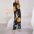 thumbnail image 3 of Honeii Planets And Their Moons Print Women's Pajama Sets Long Sleeve Button Down Sleepwear Nightwear Soft Pjs Lounge Sets 2PCS-, 3 of 7