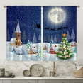 thumbnail image 1 of CUH Christmas Modern Topper Kitchen Curtains Semi Sheer Bedroom Decor Drapes Santa Tiers Cafe Short Panel Style-6 W:35"x H:39"*2 Panels, 1 of 6