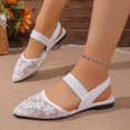 thumbnail image 4 of Purcolt Womens Floral Embroidery Mesh Slingback Flats Dressy Casual Pointed Toe Slip On Ballet Shoes Comfort Soft Sole Dress Shoes with Elastic Ankle Strap, 4 of 9