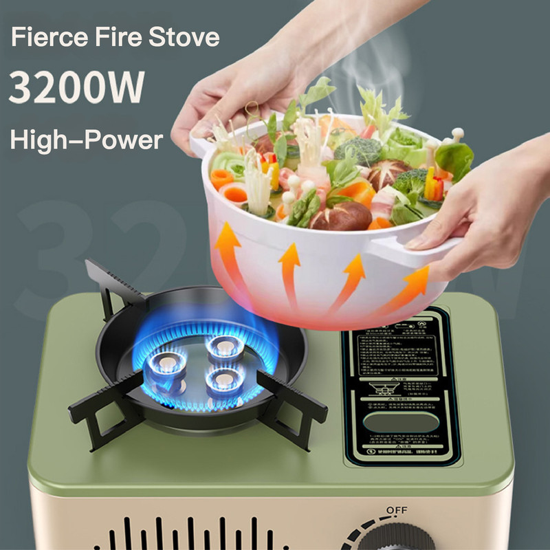 Portable 3-Burner Camping Gas Stove, Compact Foldable Outdoor Stove for BBQ and Camping