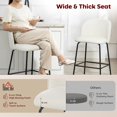 thumbnail image 3 of Set of 2 Cream White Linen Bar Stools with Backrest & Footrest - 36.6" Counter Height for Kitchen Island & Dining Room Seating, 3 of 7