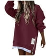 thumbnail image 2 of Women's Sweatshirts 2025 Fall Winter Long Sleeve Crewneck Zipper Slit Casual Pullover Tops Sweatshirt for Women, 2 of 6