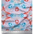 thumbnail image 1 of Soimoi Blue polyester Crepe Fabric Moroccan Damask Print Fabric by the Yard 52 Inch Wide, 1 of 3