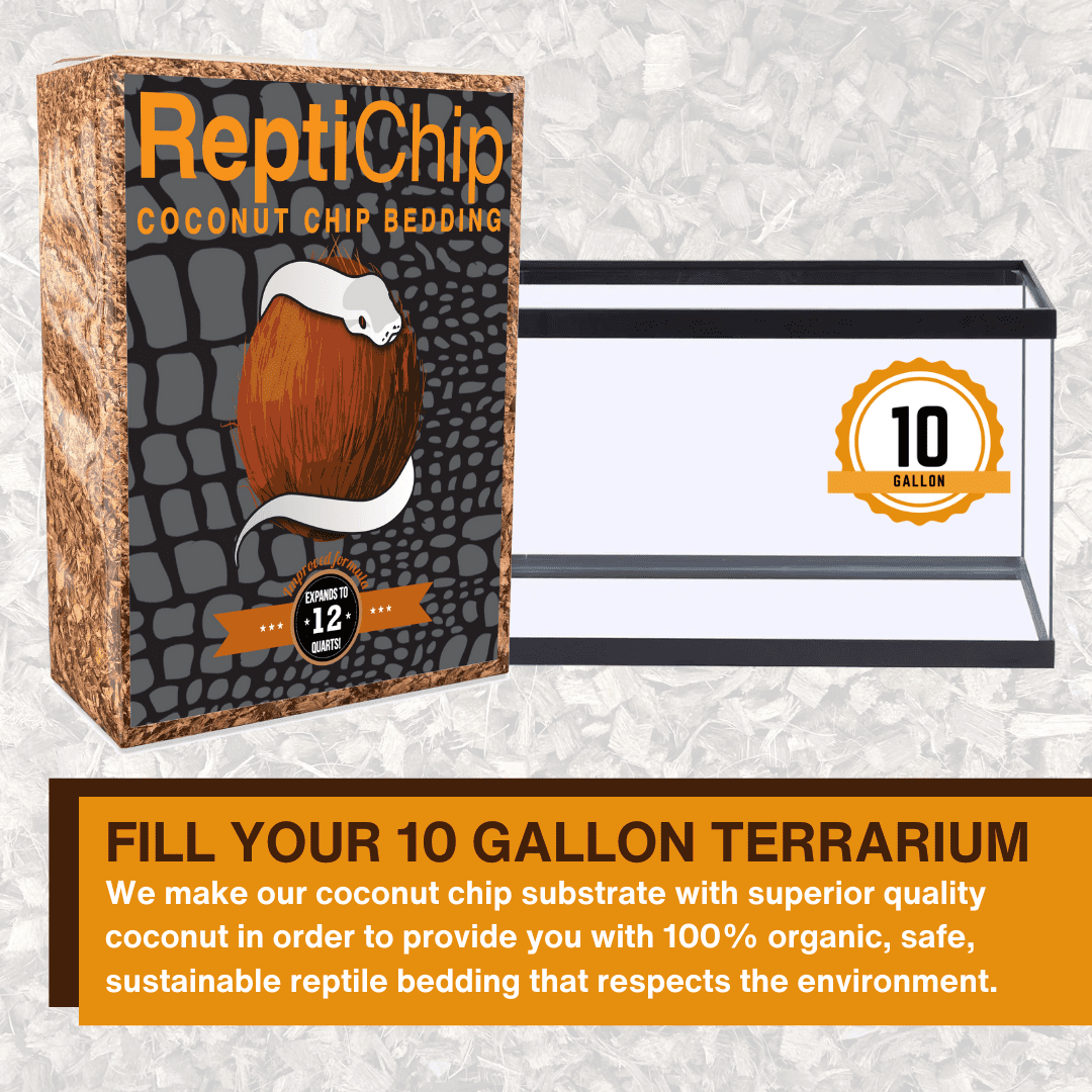 ReptiChip Premium Reptile Substrate Coarse Coconut Chip Mix The Perfect Bedding for Pythons, Boas, Lizards, and Amphibians… (12 Quart)