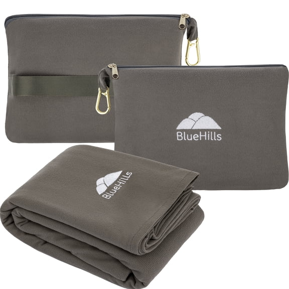 BlueHills Travel Blanket Pillow Compact Lightweight Soft Airplane - Gray L01