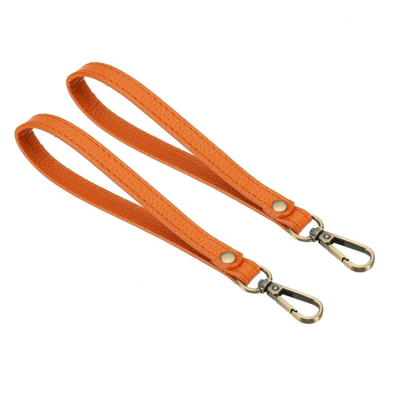 Uxcell 8 Inch Wristlet Strap PU Leather Wristlet Keychain Wrist Strap Replacement Orange 2 Pack