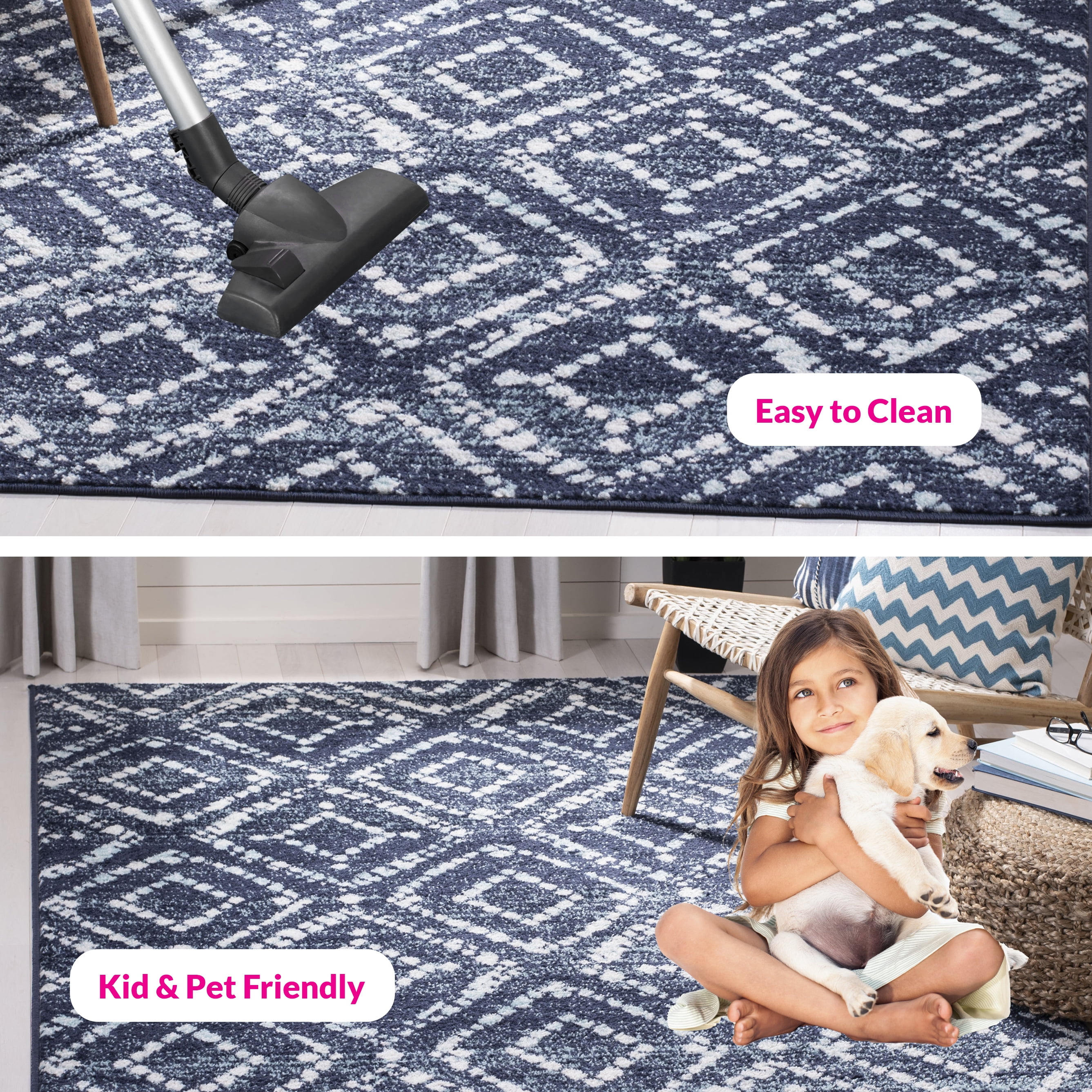 Safavieh Adirondack Lecia Geometric Area Rug, Navy/Ivory, 10' x 10' Square