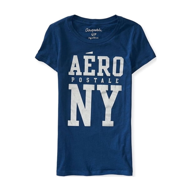 Camiseta adornada con texto brillante Aeropostale para Mujer Azul Pequeña
