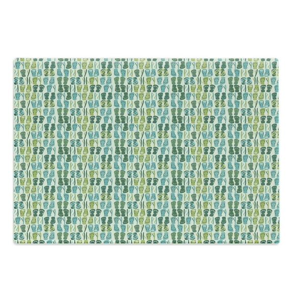 Flip Flop Cutting Board, Funky Beach Slippers Blended Aqua and Exotic Nature Colors, Decorative Tempered Glass Cutting and Serving Board, Large Size, Pale Green Pale Blue, by Ambesonne