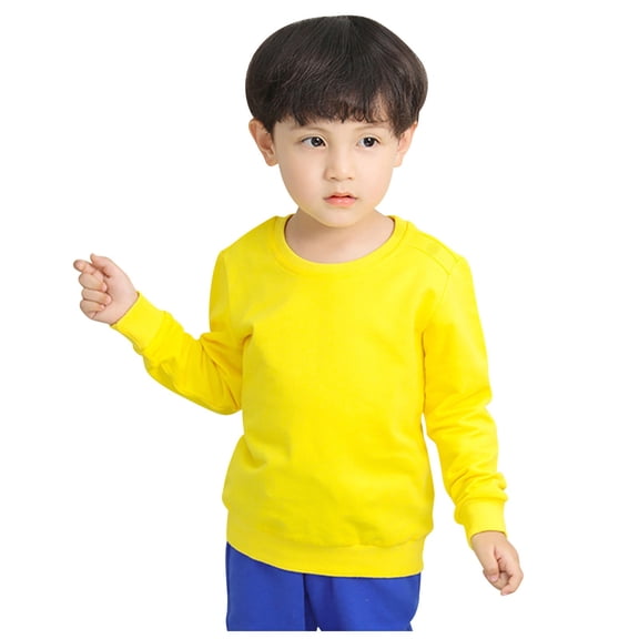 XYAIYT Boys Long Sleeve Shirt Crew Neck Hoodless Pullovers Basic Casual Solid Color Sweatshirts Comfy Loose